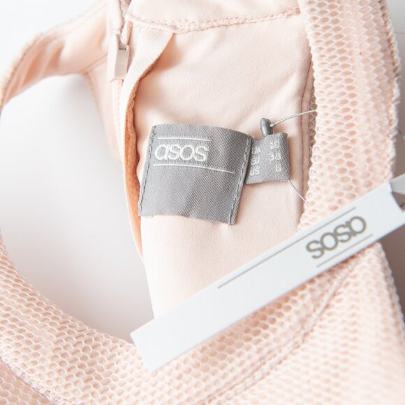 ASOS Embroidered Floral Super Full Mesh Dress Blush Pink Cocktail Size 6 New - Picture 3 of 6